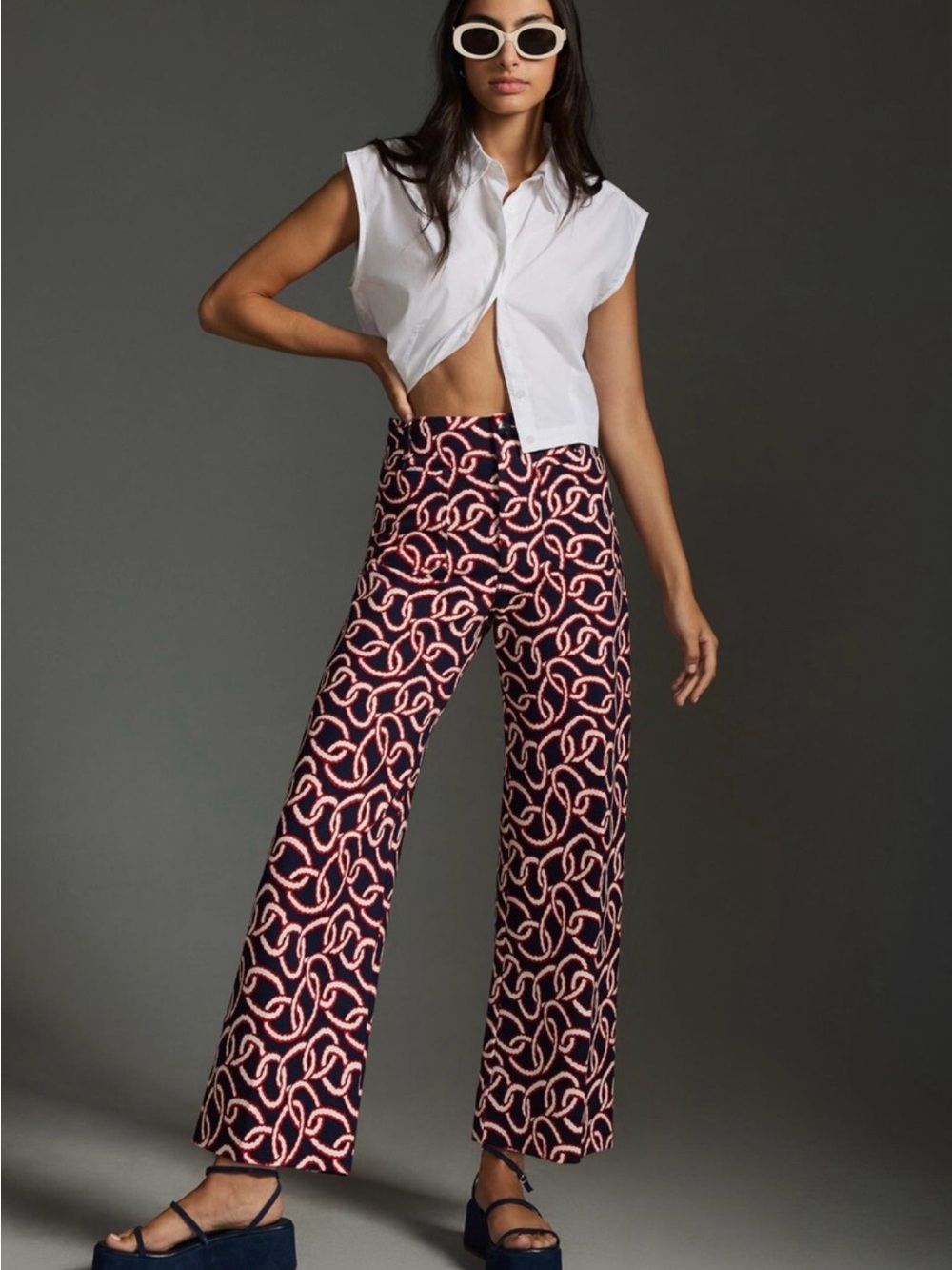 Maeve Anthropologie The Colette Cropped Wide-Leg Ponte Pants Navy Women’s Sz 30